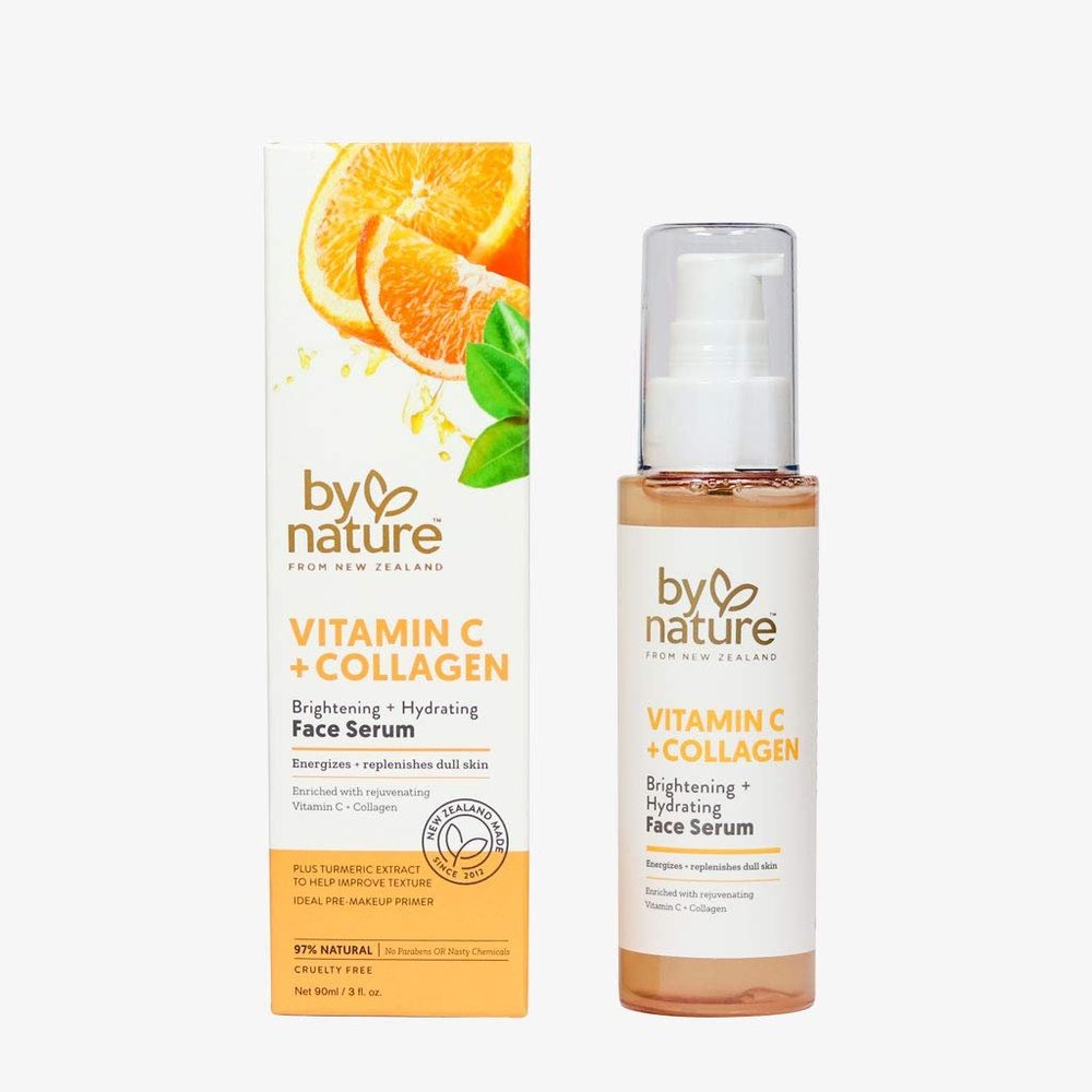 BY NATURE FROM ZEALAND VITAMIN C +COLLAGEN BRIGHTENING +HYDRATING FACE SERUM 3oz
